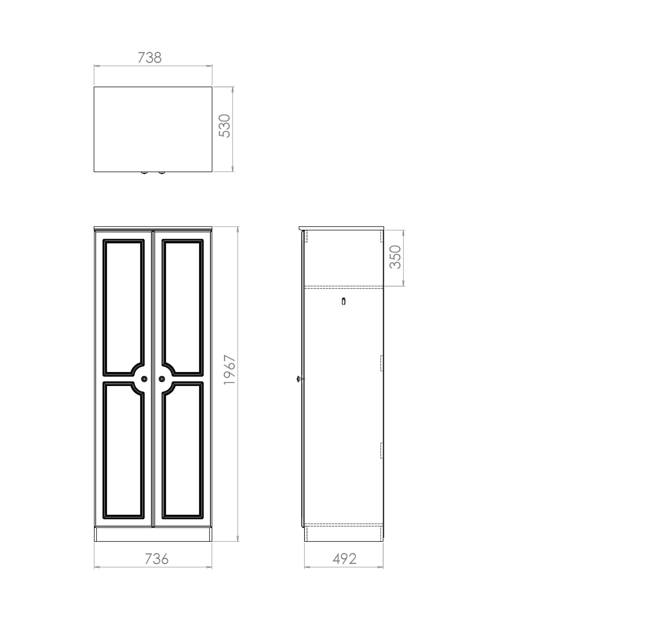 Warwick Ready assembled Contemporary Matt white Tall Double Wardrobe (H)1970mm (W)740mm (D)530mm