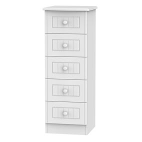 Warwick Ready assembled High gloss white 5 Drawer Chest of drawers (H)1075mm (W)395mm (D)415mm