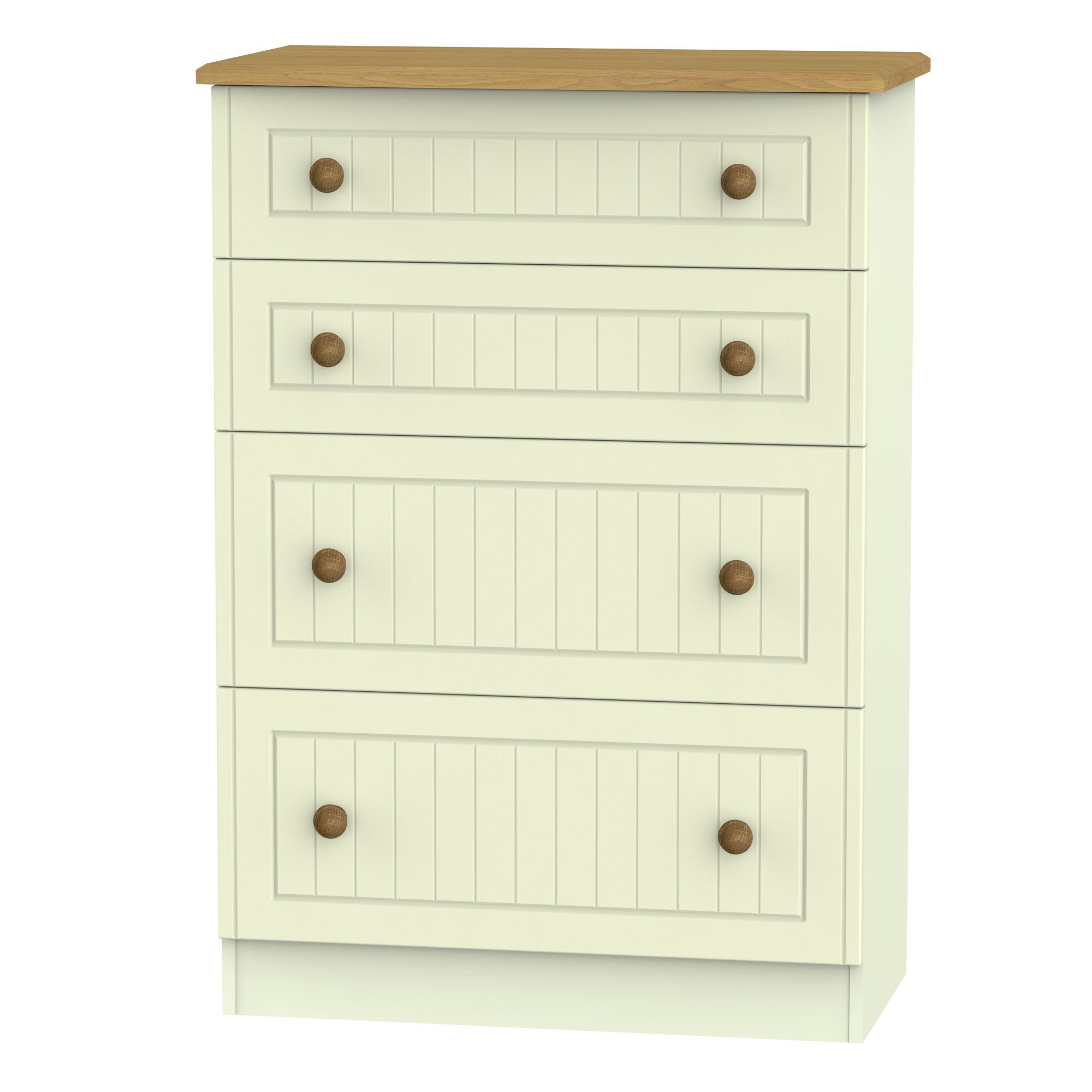 Warwick Ready assembled Matt cream oak effect 4 Drawer Deep Chest of drawers (H)1075mm (W)765mm (D)415mm