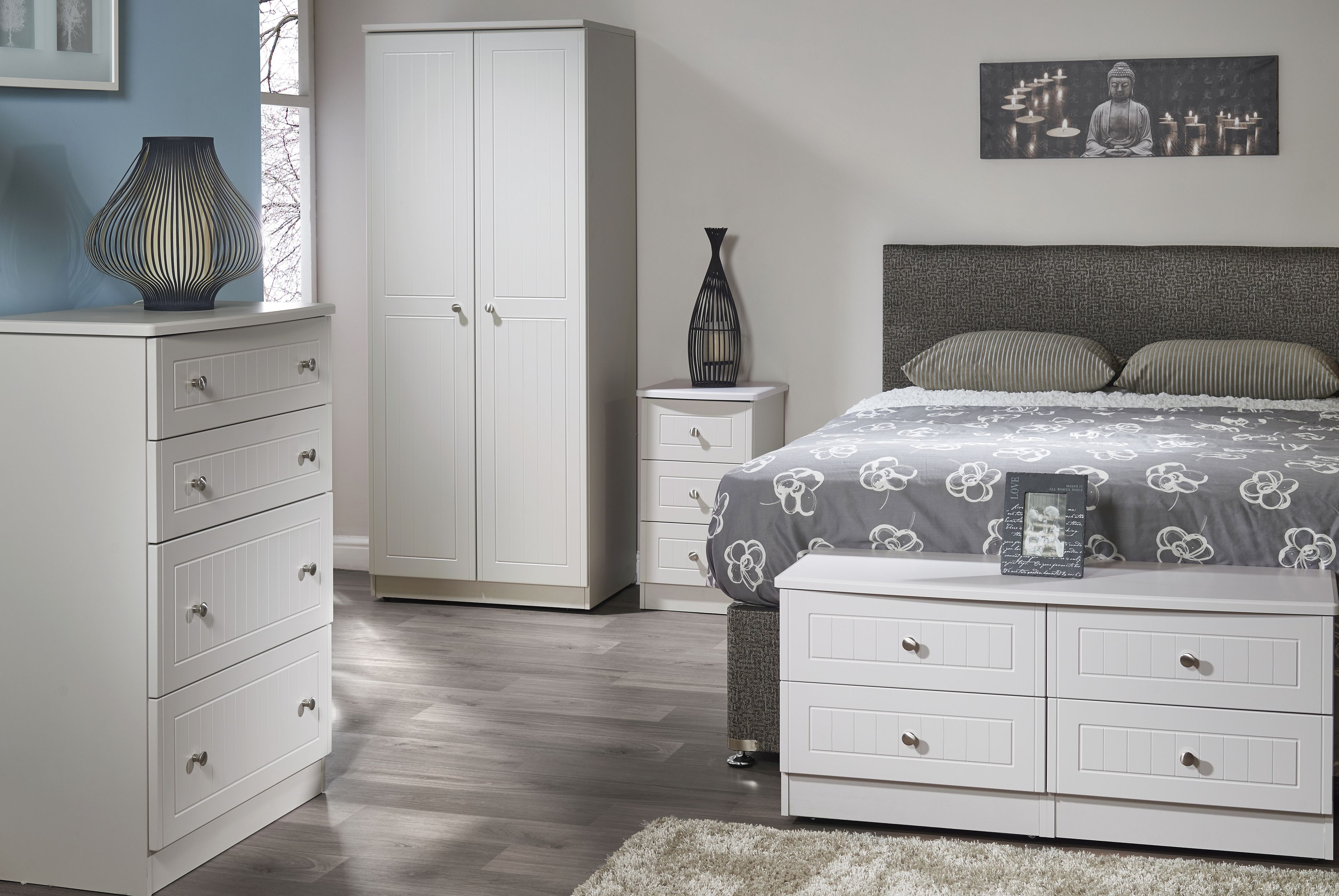Warwick Ready assembled Matt grey 2 Drawer Compact Bedside table (H)505mm (W)395mm (D)415mm