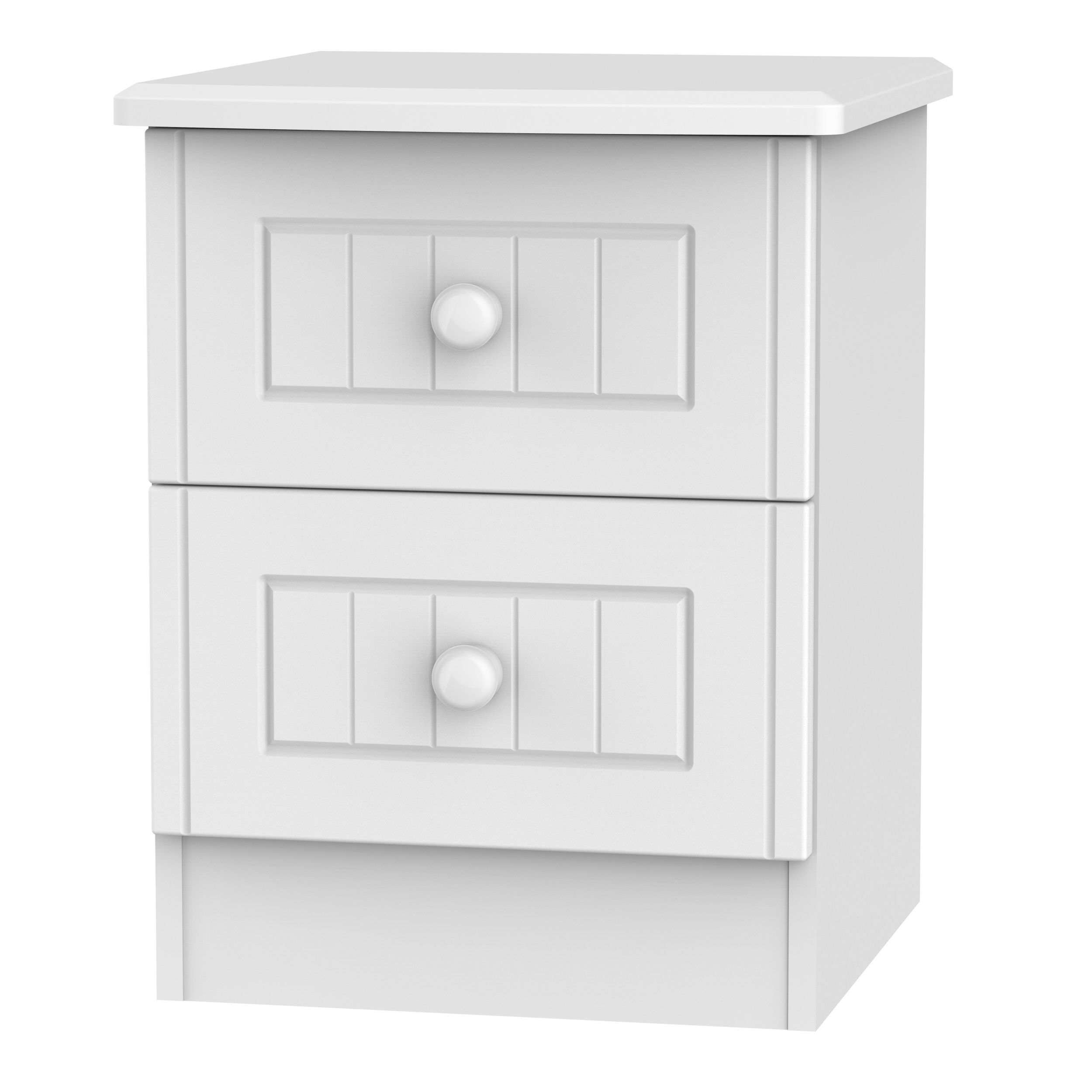 Warwick Ready assembled Matt white 2 Drawer Compact Bedside table (H)505mm (W)395mm (D)415mm