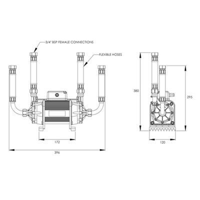 Watermill WASP 50 1.5 bar Shower pump (H)185mm (W)120mm (L)300mm