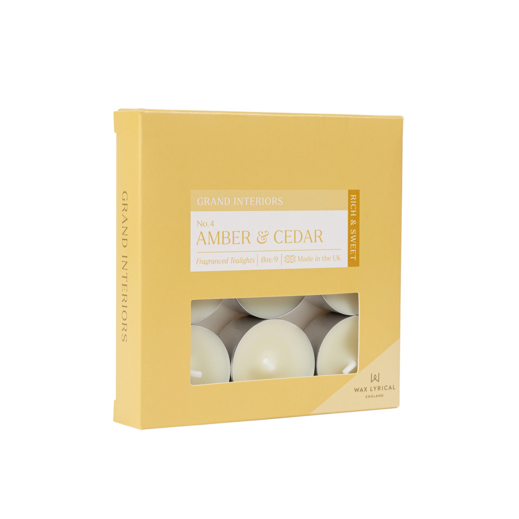 Wax lyrical Amber & cedar Small Tea lights, Pack of 9