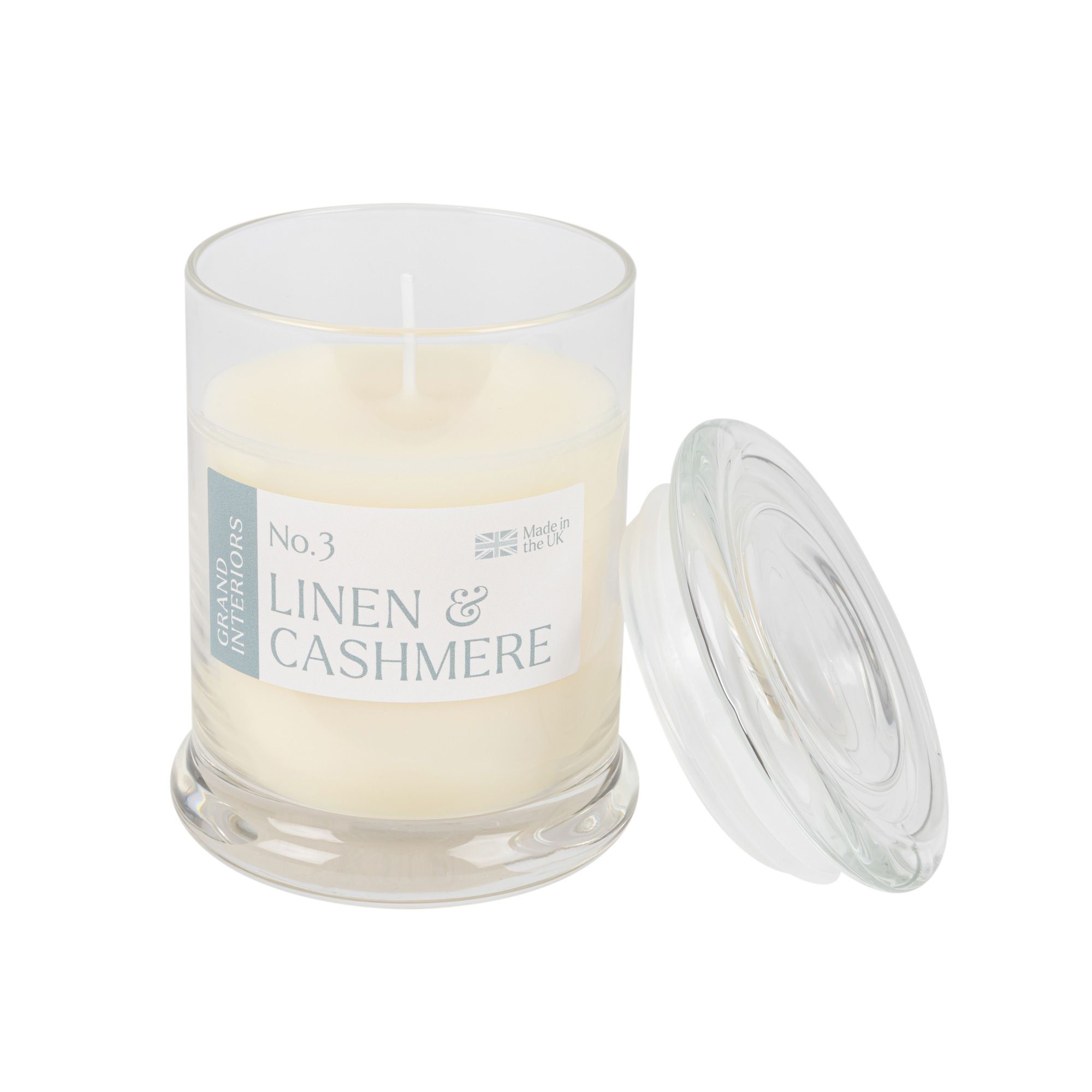 Wax lyrical Blue Linen & cashmere Jar candle, Medium DIY at B&Q