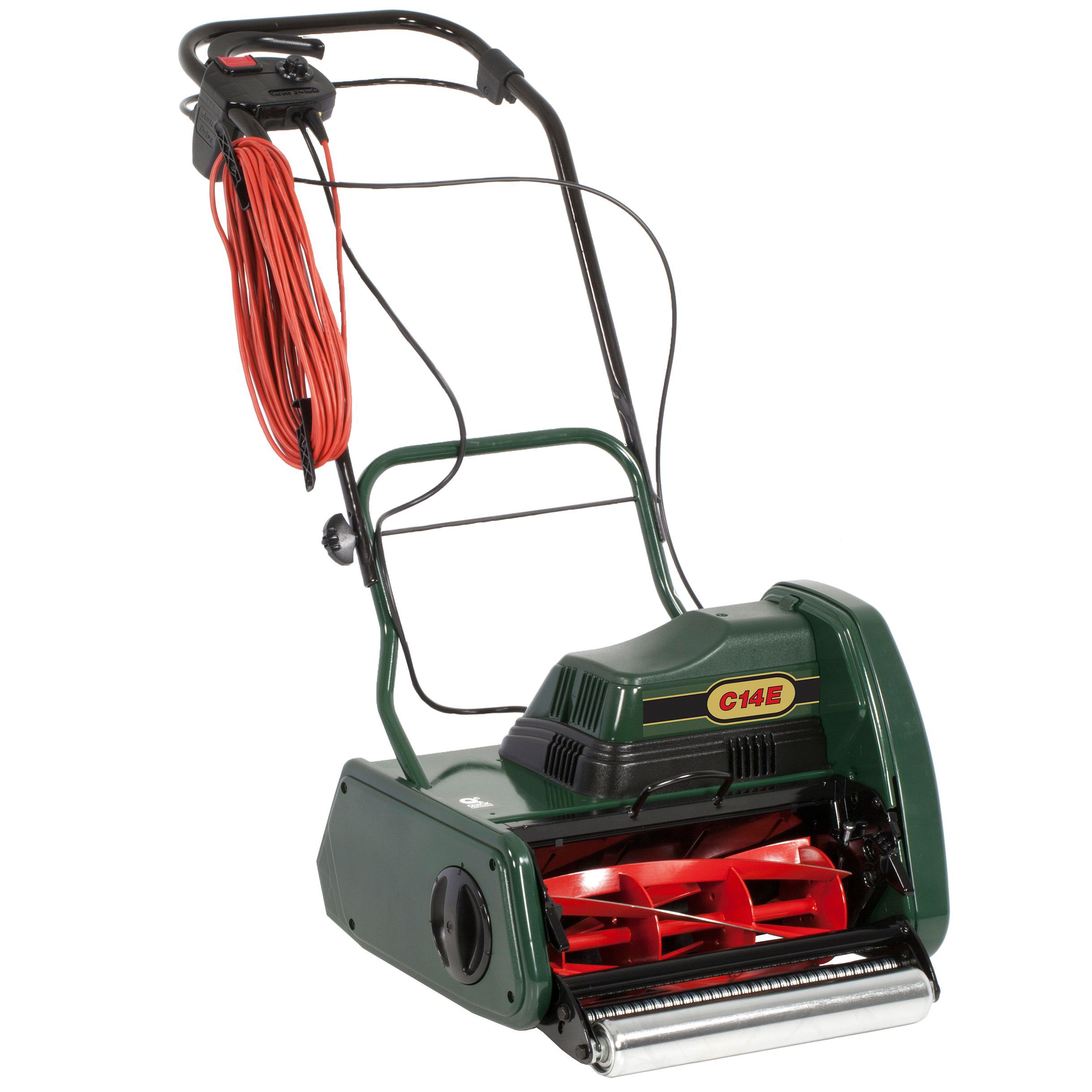 b C14E Cordless 240V Cylinder Lawnmower DIY at B&Q