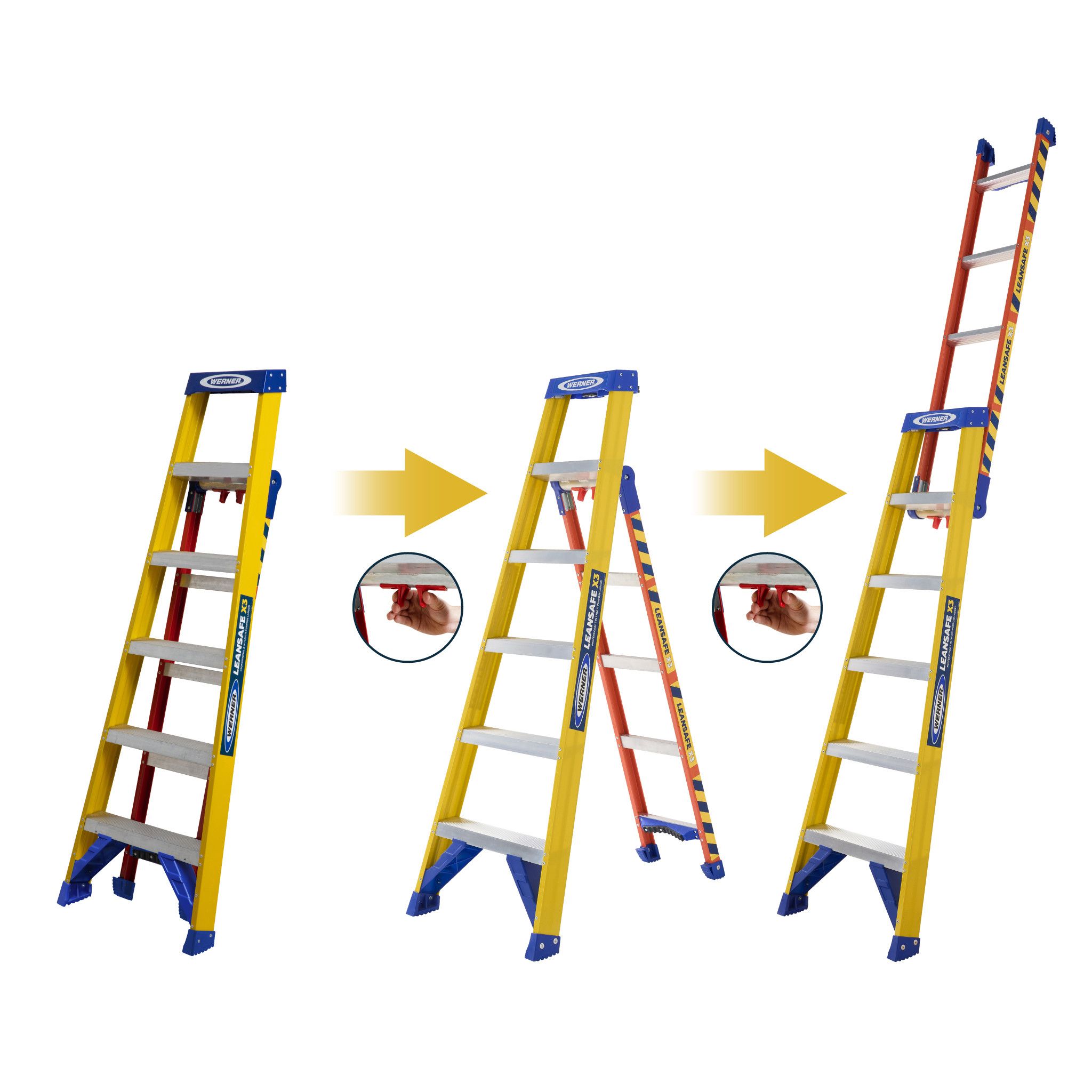 Werner LeanSafe X3 Combination Ladder Fibreglass 1.8-2.9m - 14