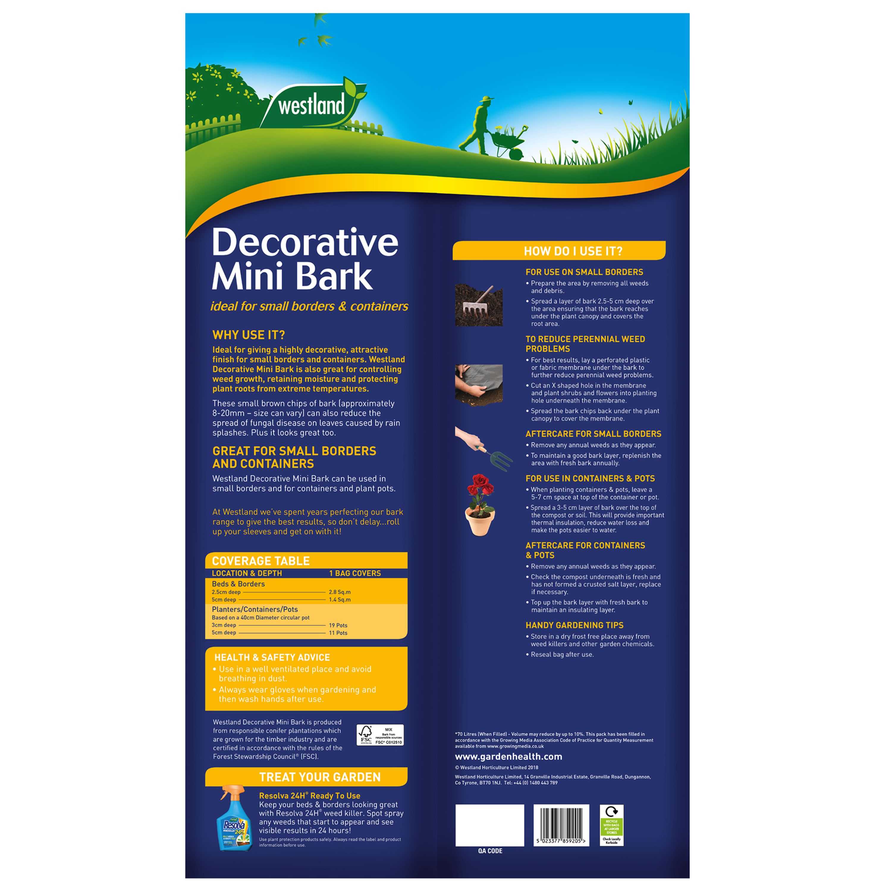 Westland Decorative Brown Large Bark chippings 70L Bag