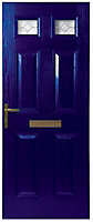Westminster Decorative leaded Blue GRP External Front door & frame, (H)2055mm (W)920mm