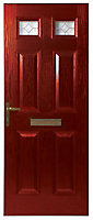 Westminster Decorative leaded Red GRP External Front door & frame, (H)2055mm (W)920mm