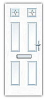 Westminster Decorative leaded White GRP External Front door & frame, (H)2055mm (W)920mm