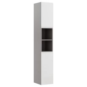 Westport Gloss White Double Wall-mounted Bathroom Cabinet (H)180cm (W)30cm