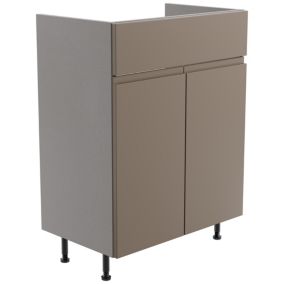 Westport Matt Stone grey Double door Standard Vanity unit (W)595mm