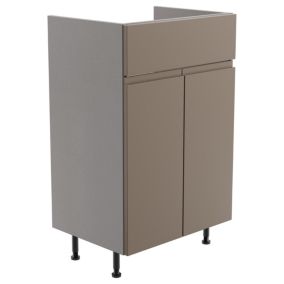 Westport Matt Stone grey Modern Double Freestanding Bathroom Vanity Cabinet (W)495mm (H)820mm