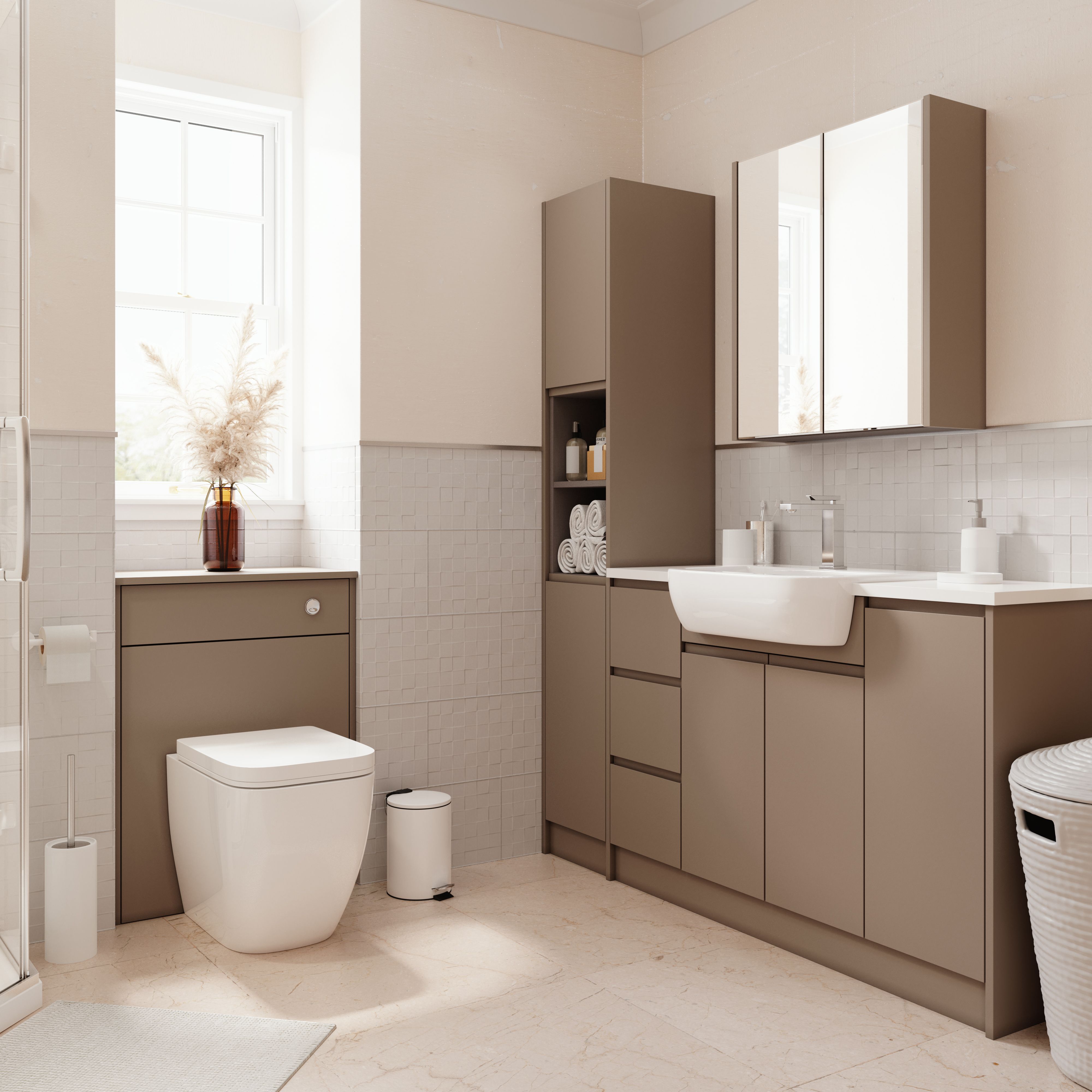 Westport Standard Matt Stone grey Double Freestanding Bathroom Vanity unit (H) 820mm (W) 495mm