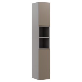 Westport Tall Matt Stone grey Modern Double Wall-mounted Bathroom Cabinet (W)295mm (H)1800mm