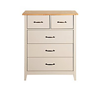 Westwick Grey oak effect MDF & pine 5 Drawer Chest of drawers (H)940mm (W)770mm (D)400mm