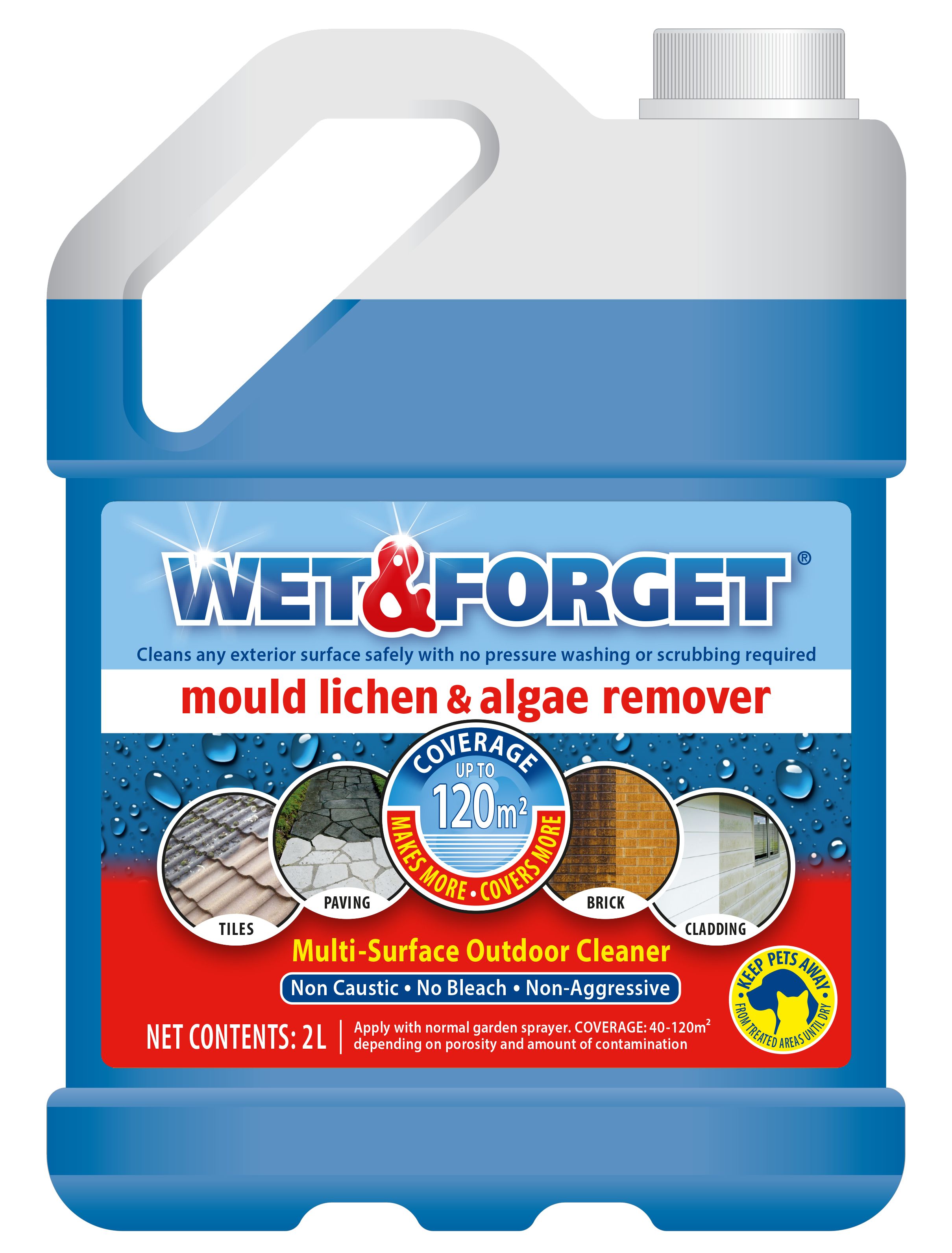 Wet & Forget Algae, lichen & mould remover, 2L Bottle
