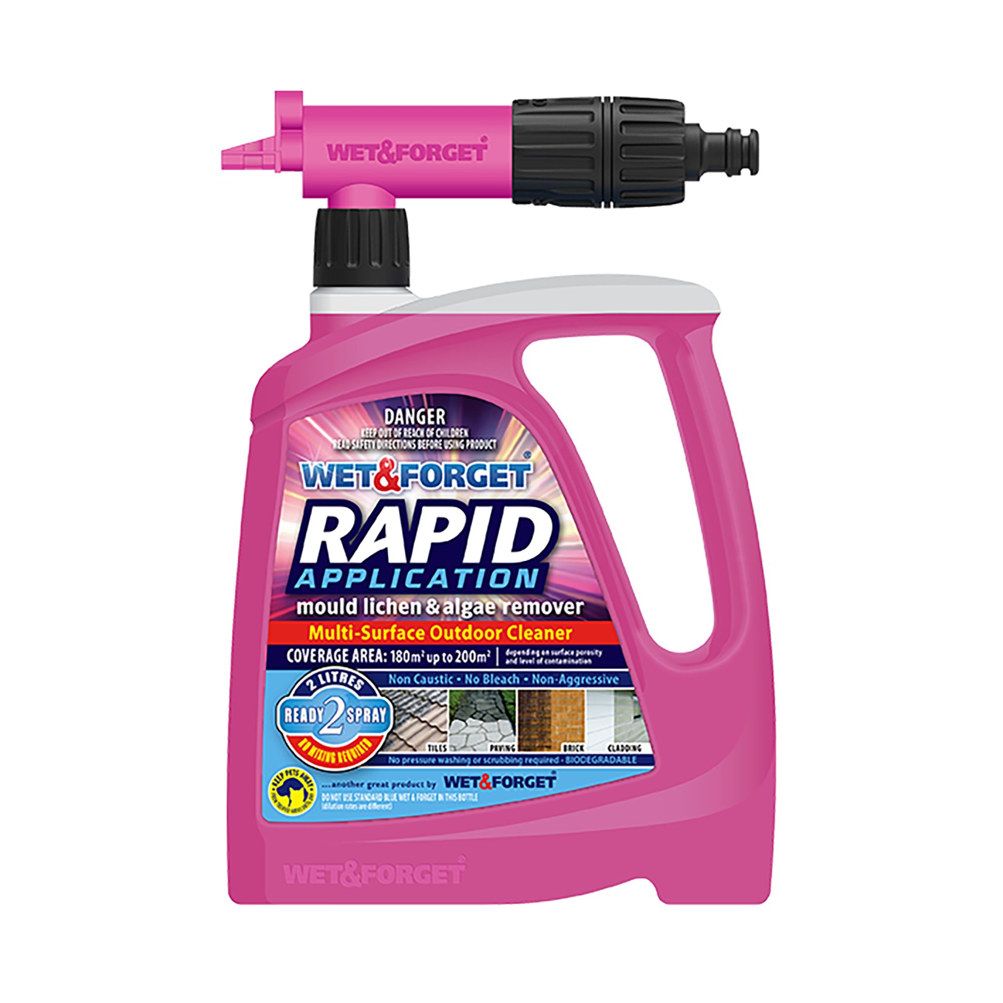 Wet & Forget Rapid Algae, lichen & mould remover, 2L Bottle