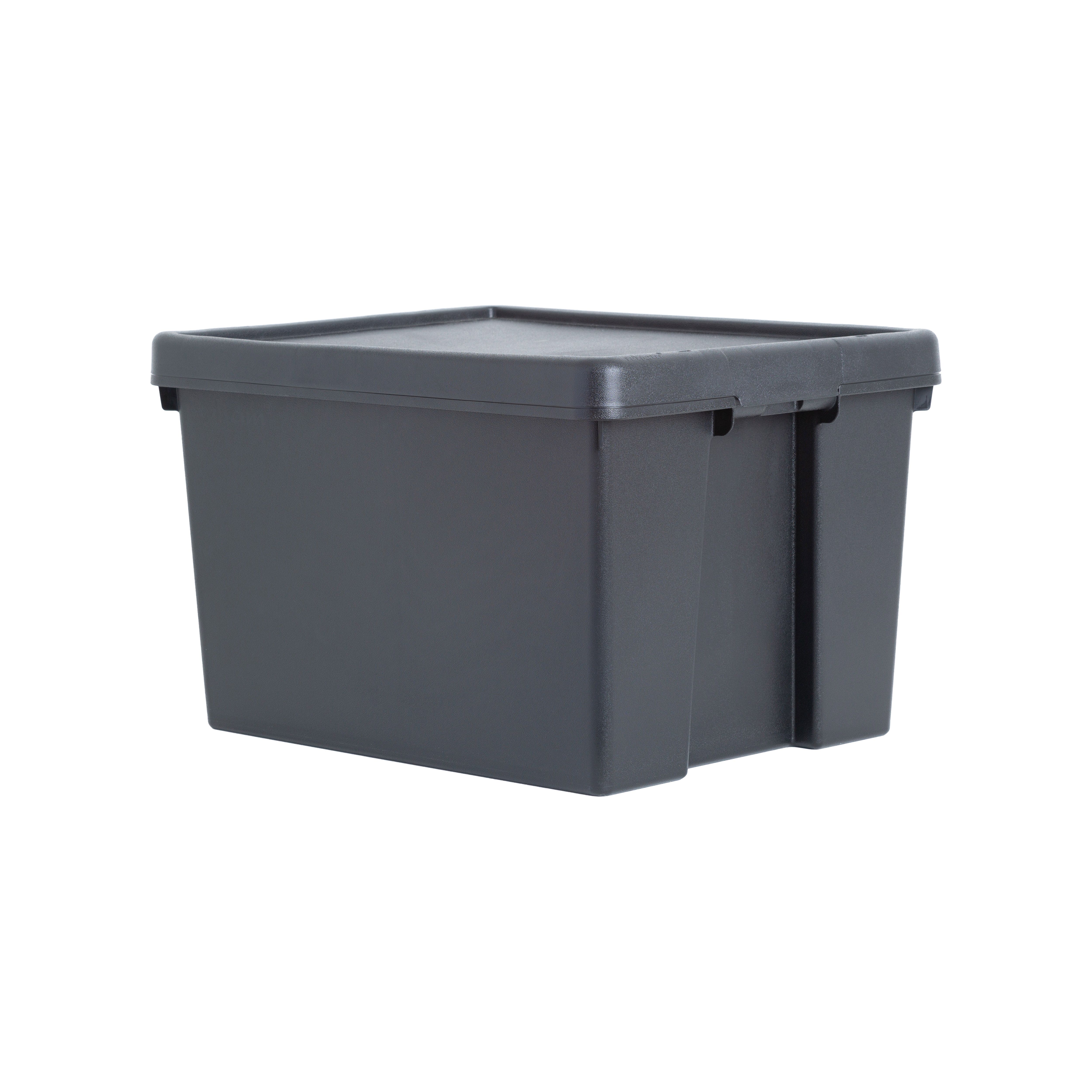 Wham Bam Heavy duty Black 45L Medium Plastic Stackable Storage box with Lid