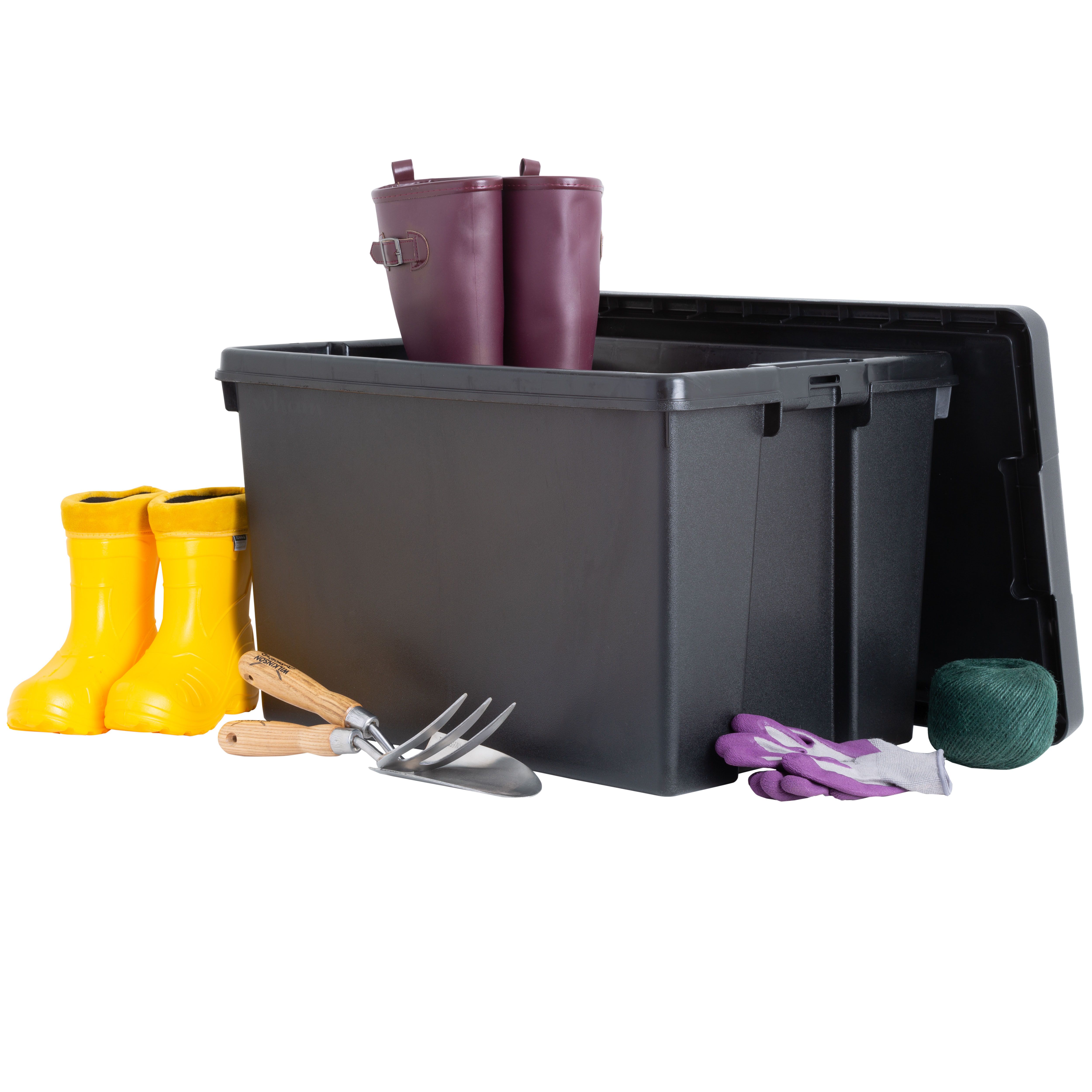 Wham Bam Heavy duty Black 45L Medium Plastic Stackable Storage box with Lid