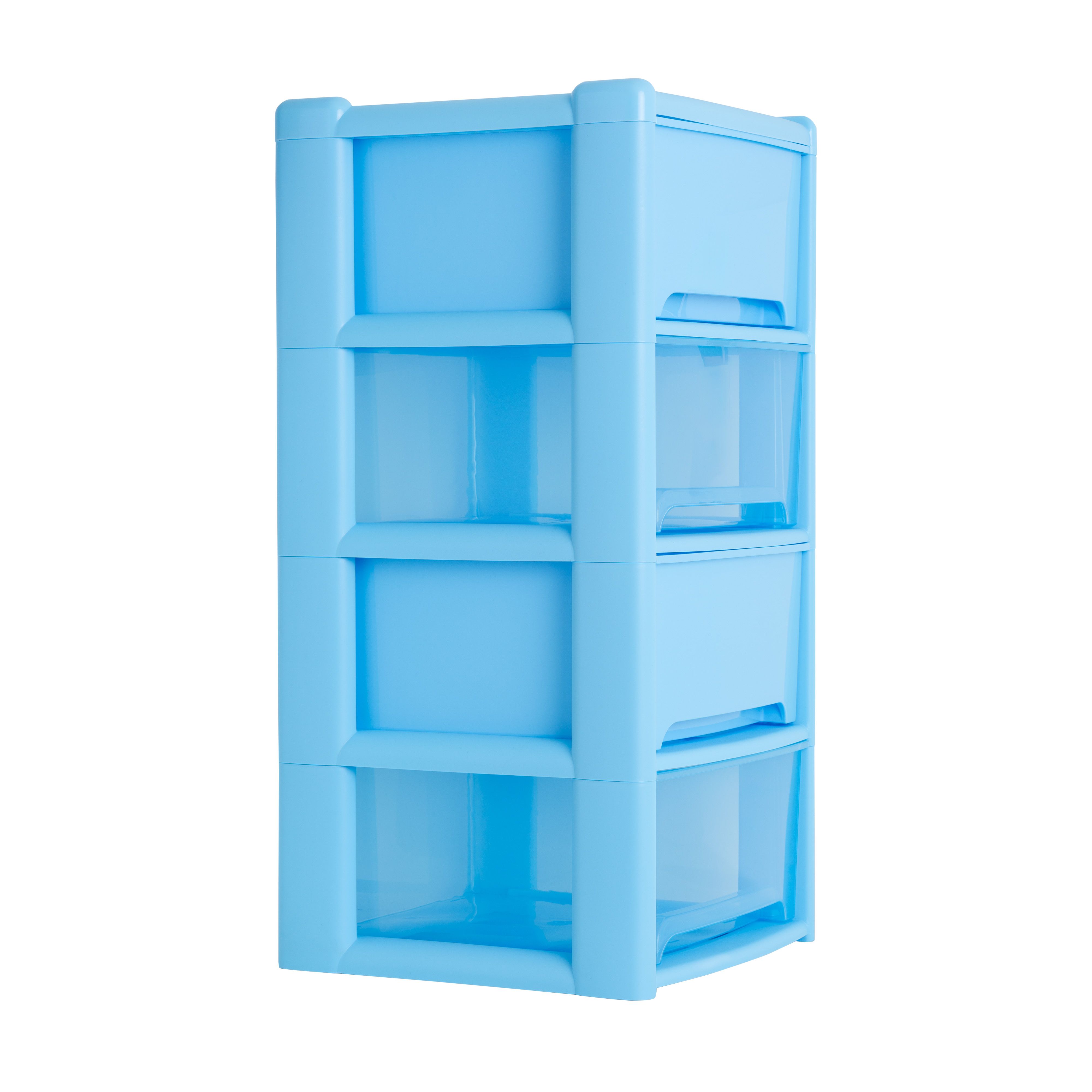 Wham Blue 20L Stackable Plastic 4 drawer unit (H) 85cm x (W) 39cm