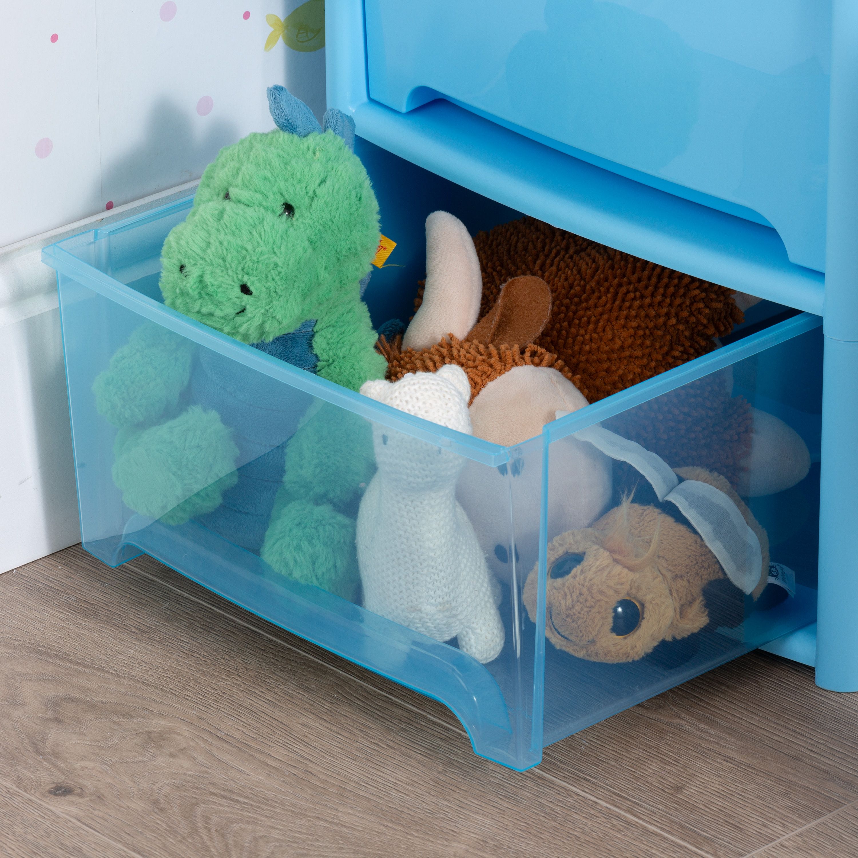Wham Blue 20L Stackable Plastic 4 drawer unit (H) 85cm x (W) 39cm