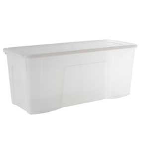 Wham Crystal Clear Rectangular 133L XL Plastic Stackable Storage box with Lid