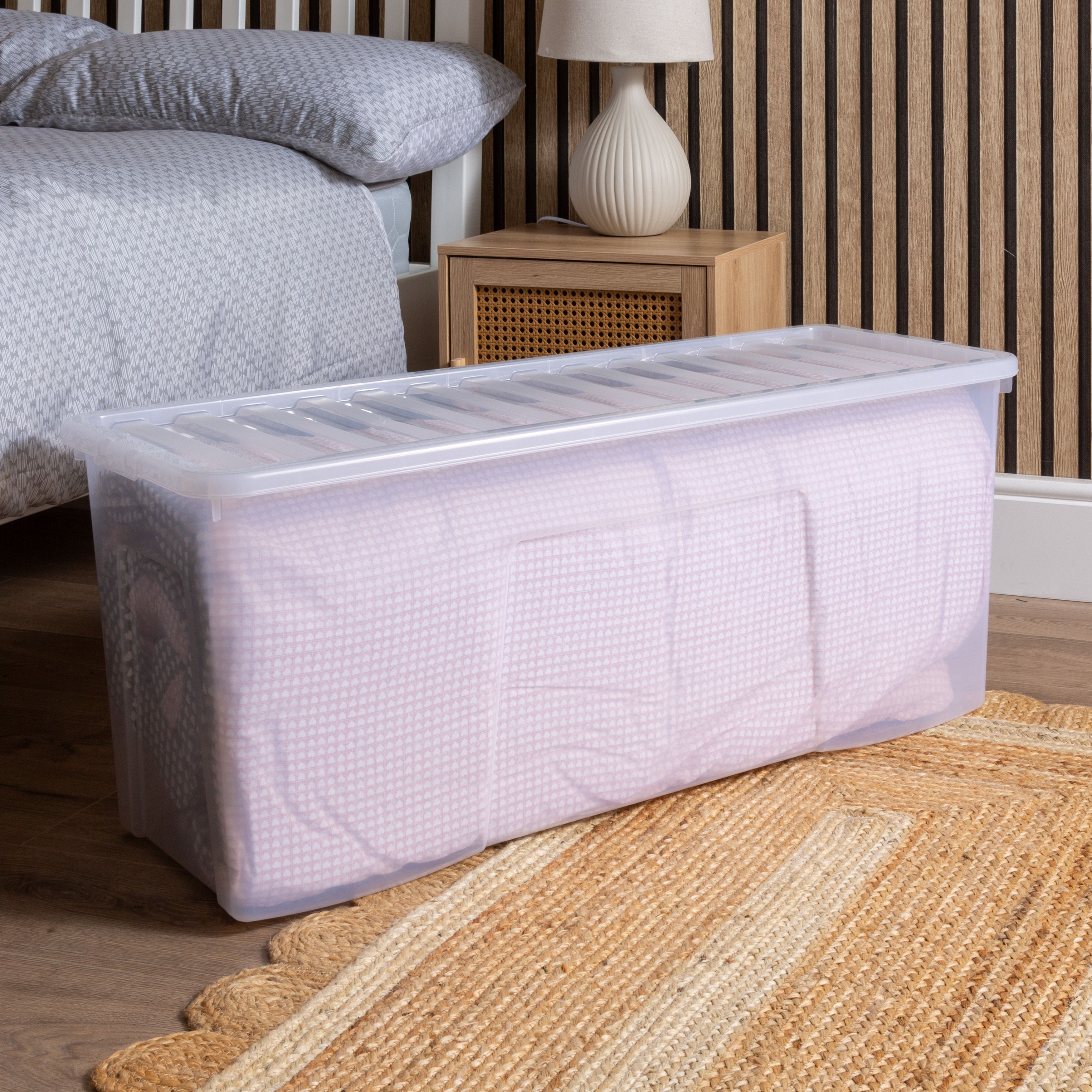 Wham Crystal Clear Rectangular 133L XL Plastic Stackable Storage box with Lid - 5
