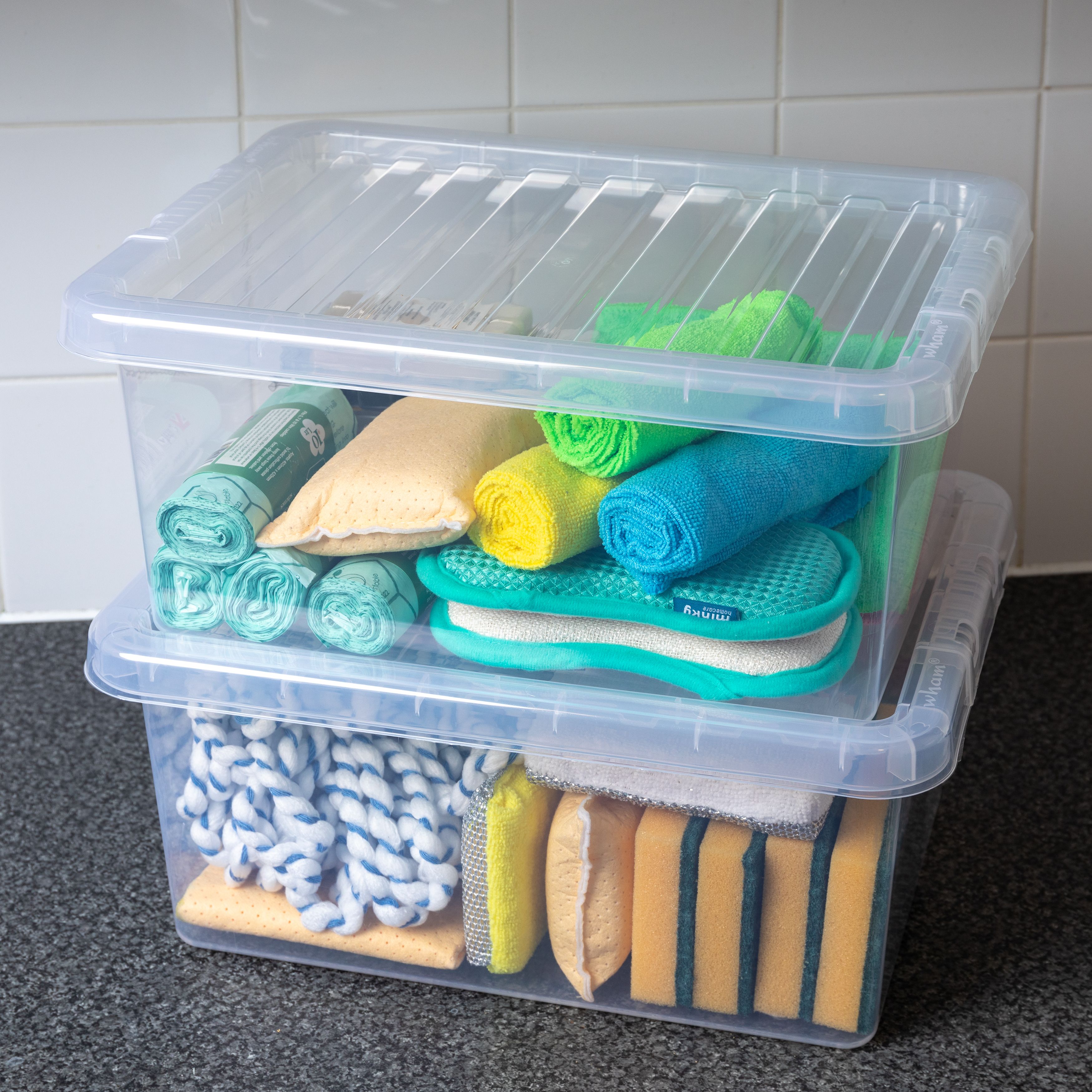 Wham Crystal Clear Rectangular 14L Medium Plastic Stackable Storage box with Lid - 4