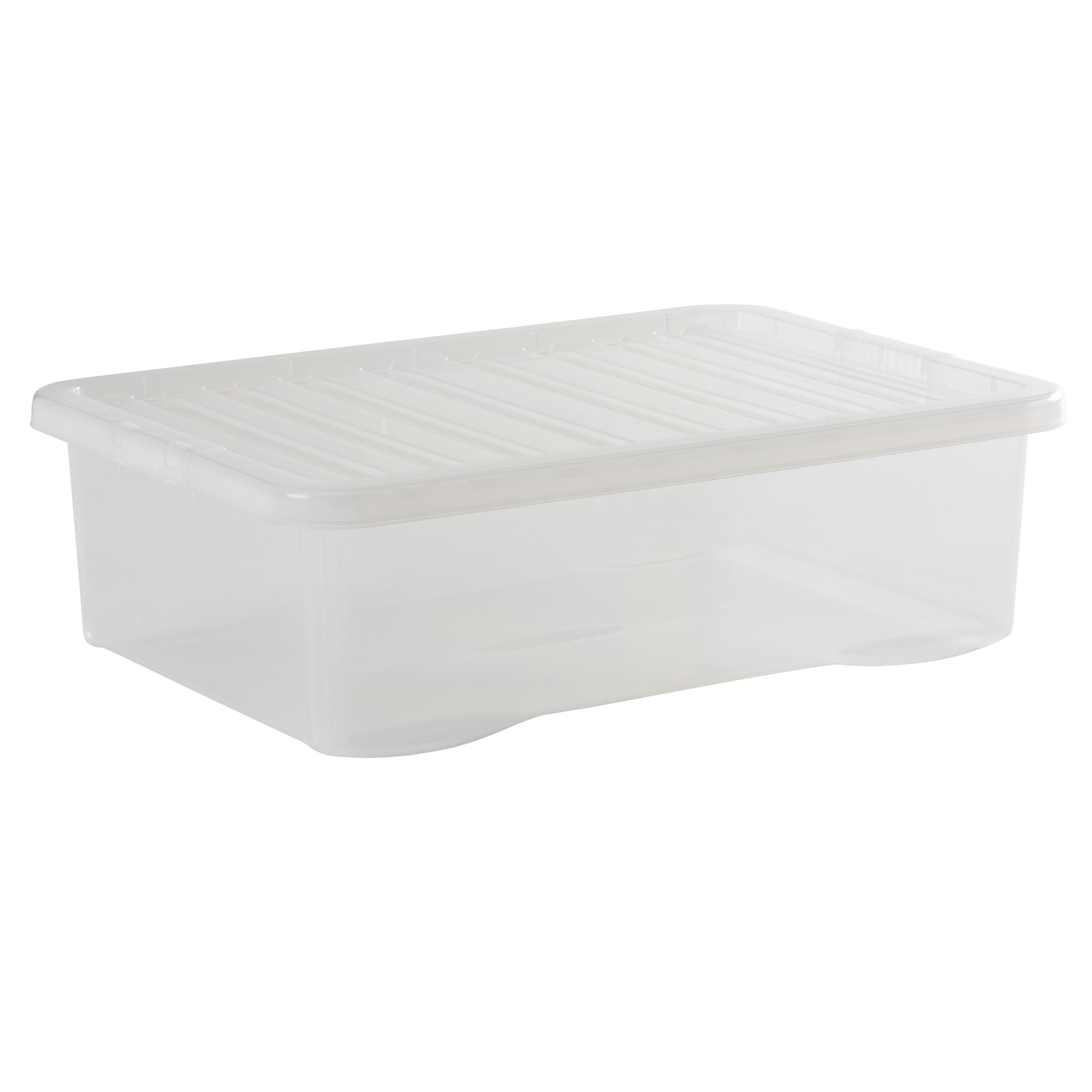 Wham Crystal Clear Rectangular 32L Medium Plastic Stackable Underbed Storage box with Lid