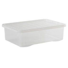 Wham Crystal Clear Rectangular 32L Medium Plastic Stackable Underbed Storage box with Lid