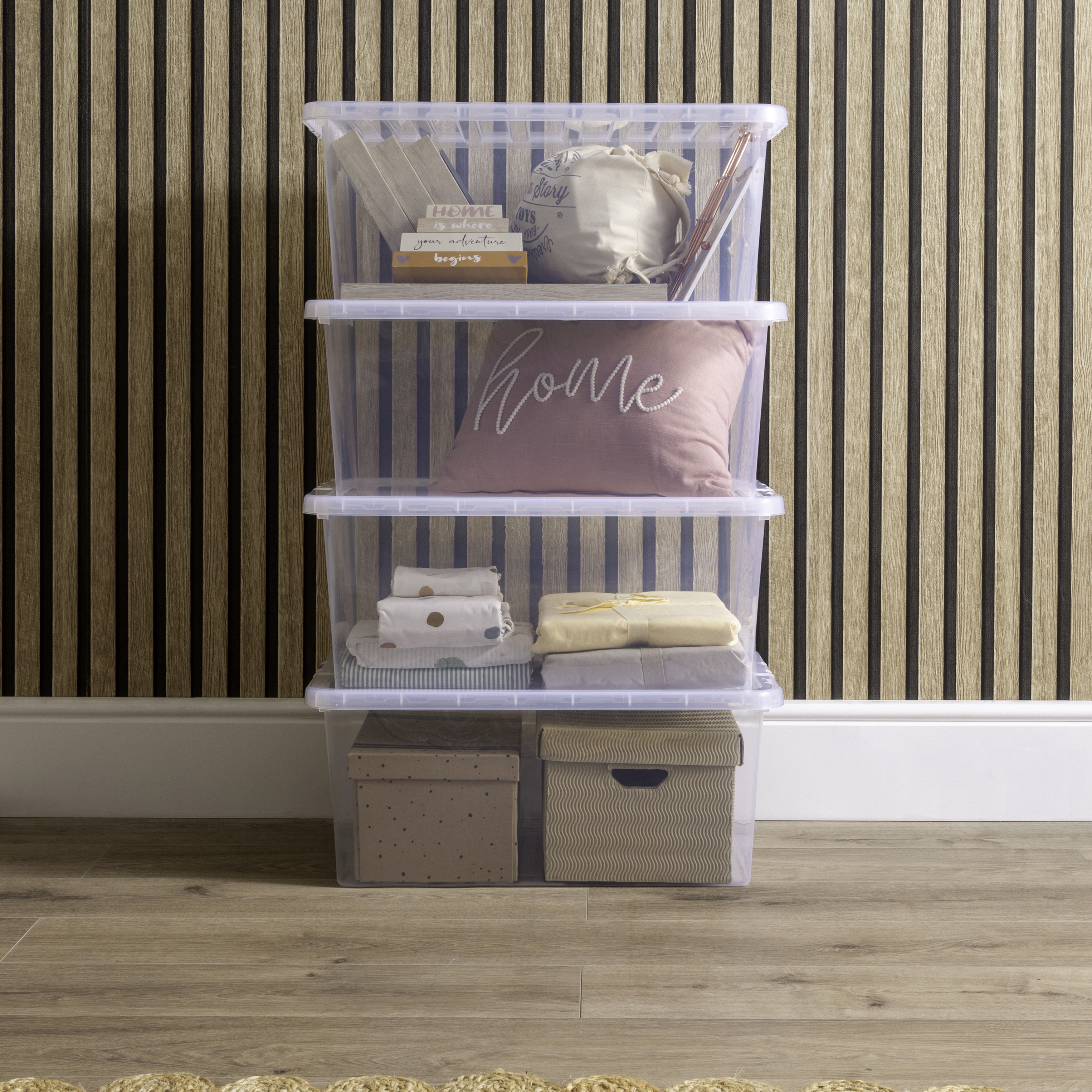 Wham Crystal Clear Rectangular 45L Medium Plastic Stackable Storage box with Lid - 3