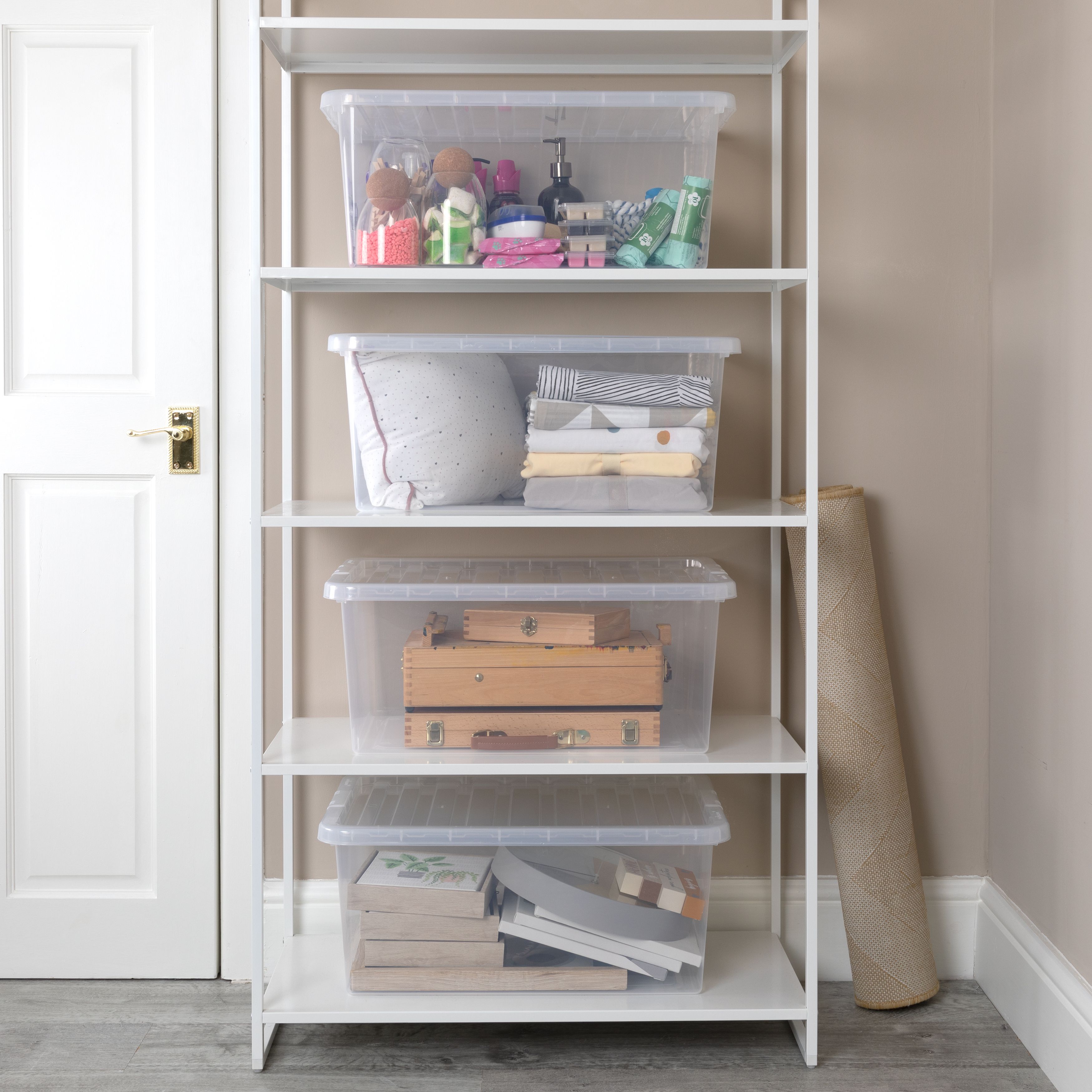 Wham Crystal Clear Rectangular 45L Medium Plastic Stackable Storage box with Lid - 4