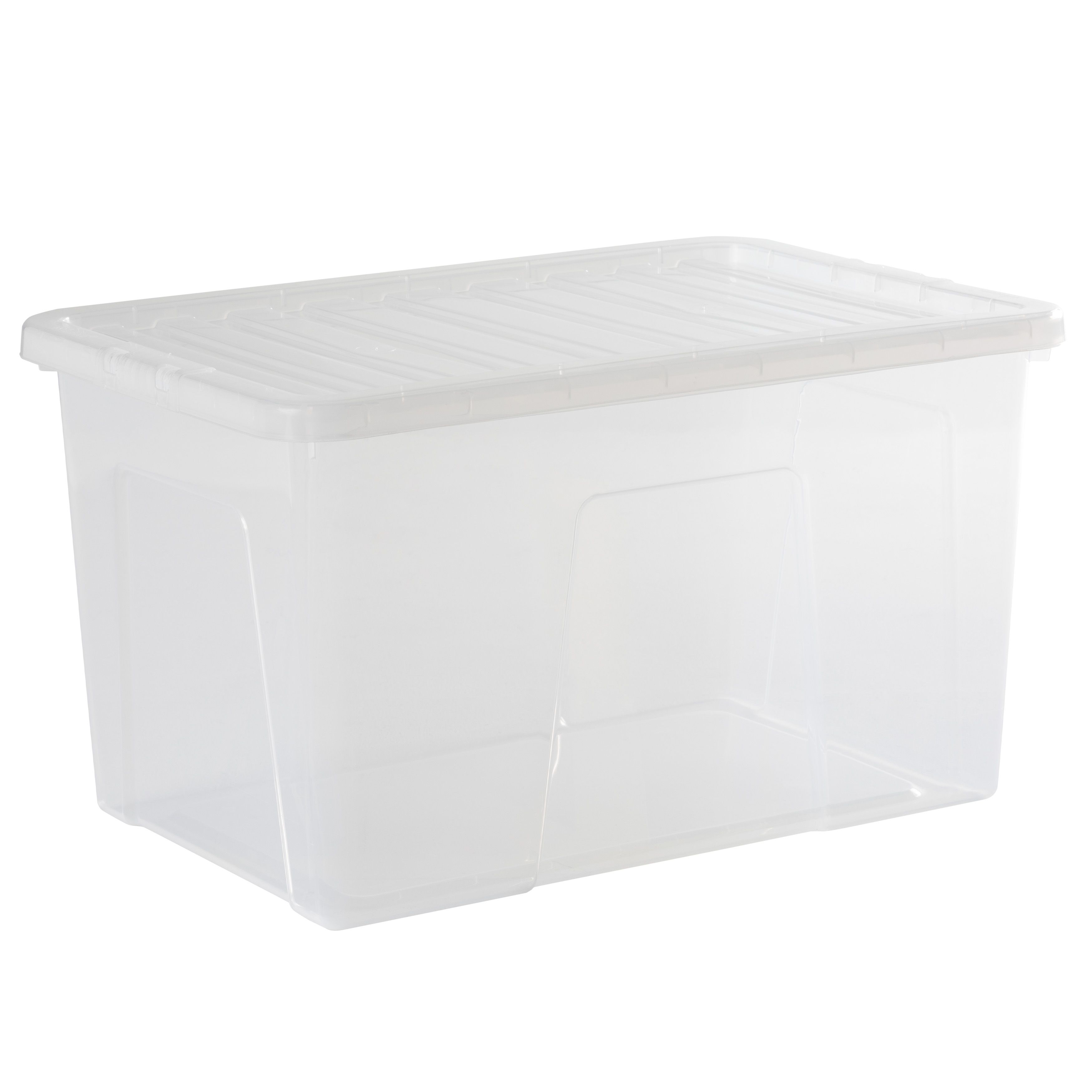 Wham Crystal Clear Rectangular 60L Large Plastic Stackable Storage box with Lid