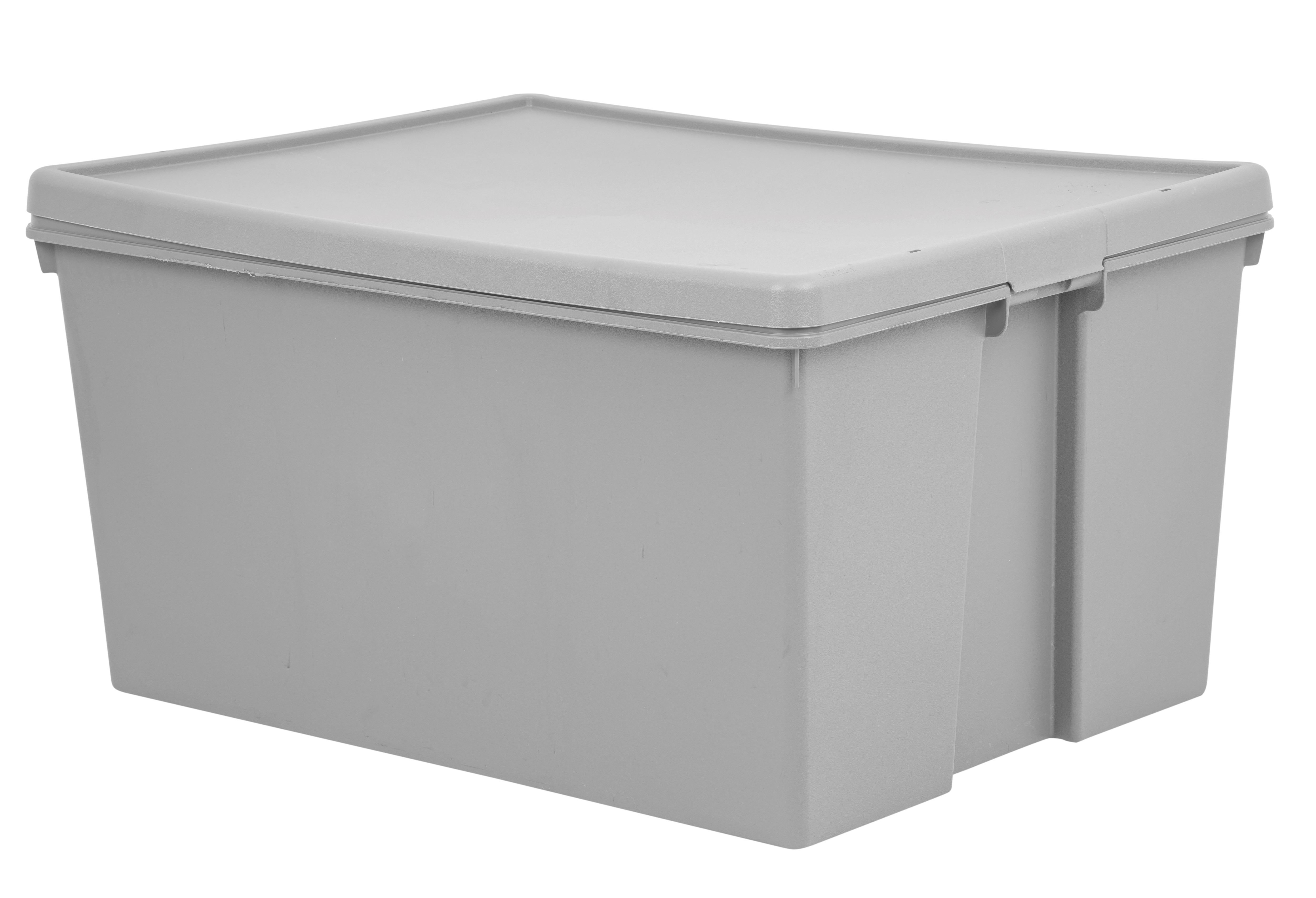 Wham Heavy duty Upcycled soft grey 150L XXL Plastic Stackable Storage box with Lid