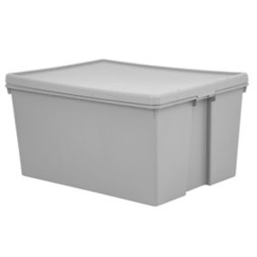 Wham Heavy duty Upcycled soft grey 150L XXL Plastic Storage box & Lid