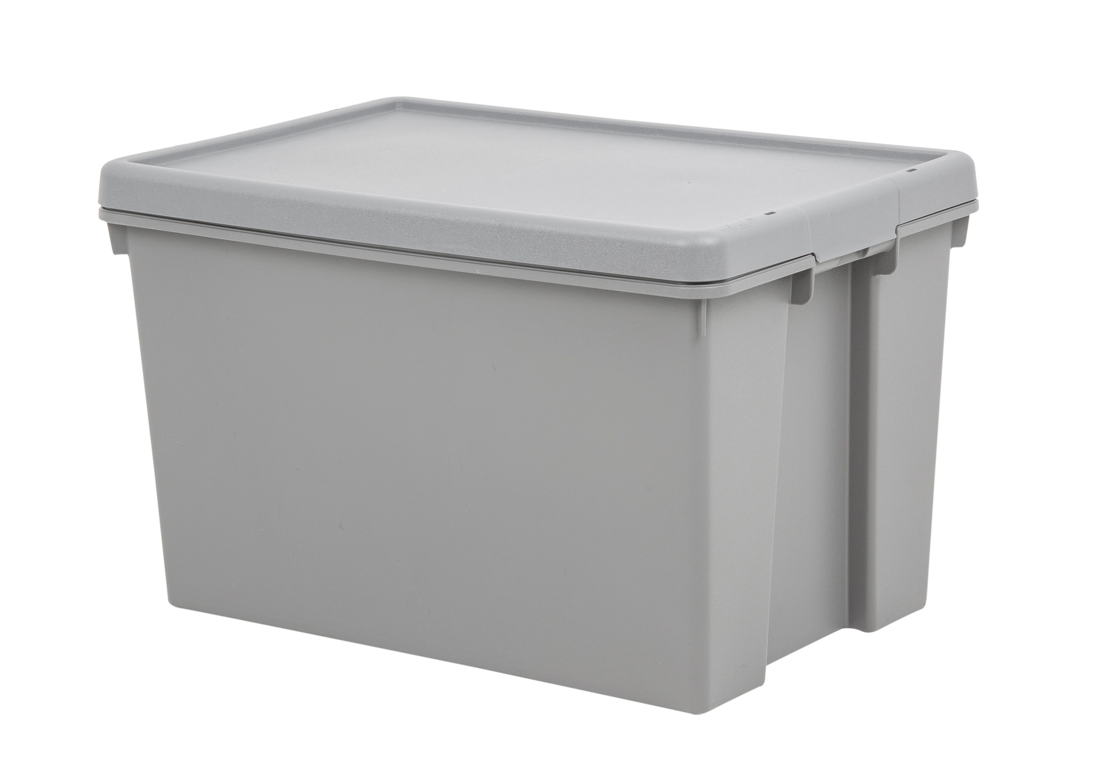 Wham Heavy duty Upcycled soft grey 62L Large Plastic Storage box Lid