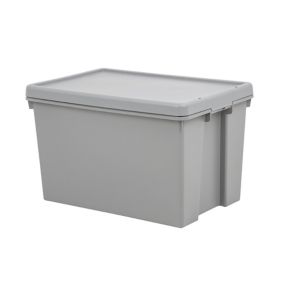 36 L Storage Box with cover Translucent Grey Bin with Yellow Handles