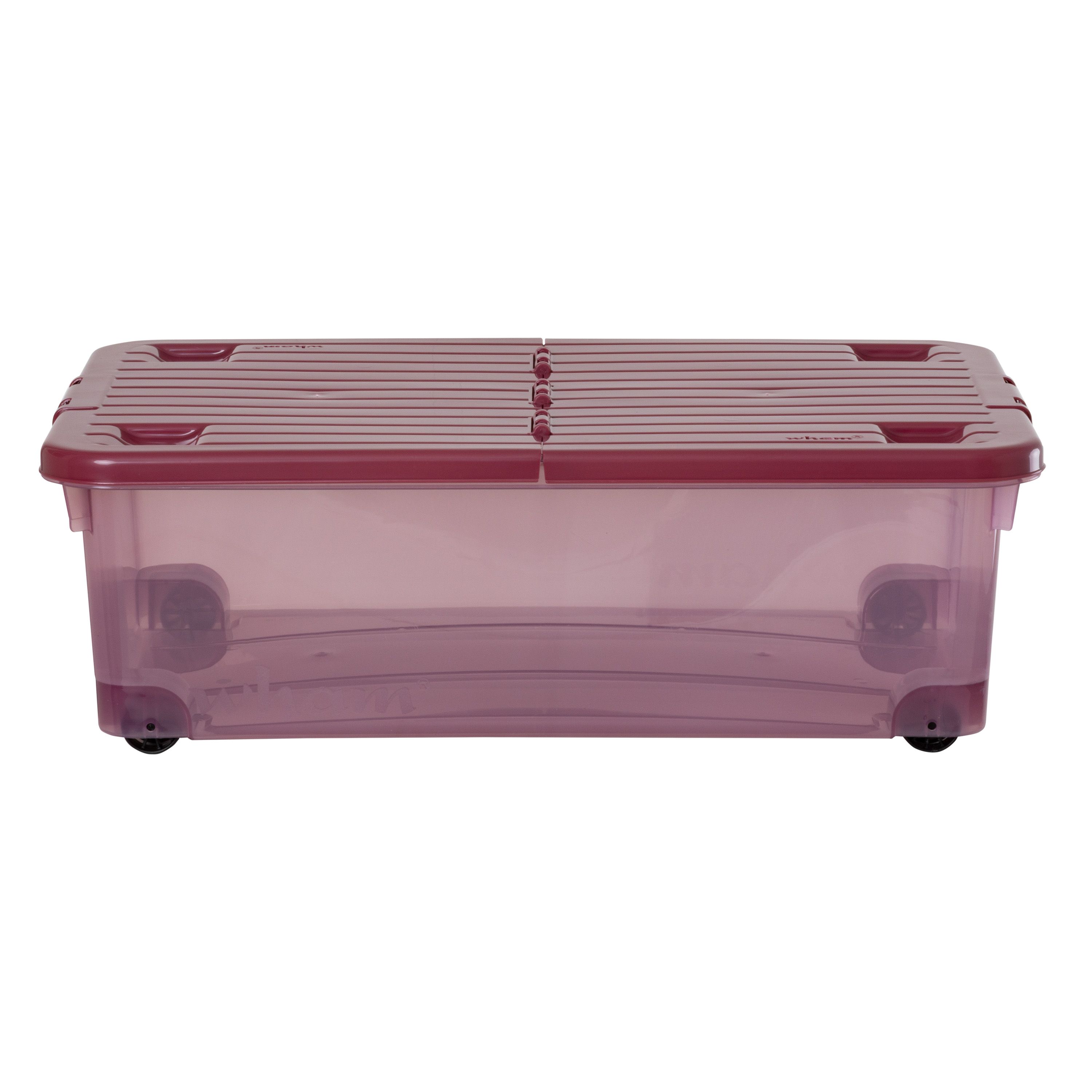 Wham Maroon Rectangular 32L Medium Plastic Stackable Underbed Wheeled ...