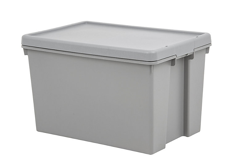 Wham Storage Heavy Duty Upcycled Soft Grey 62l Polypropylene Large Box Diy At B Q - Wall Mounted Storage Bins B Q