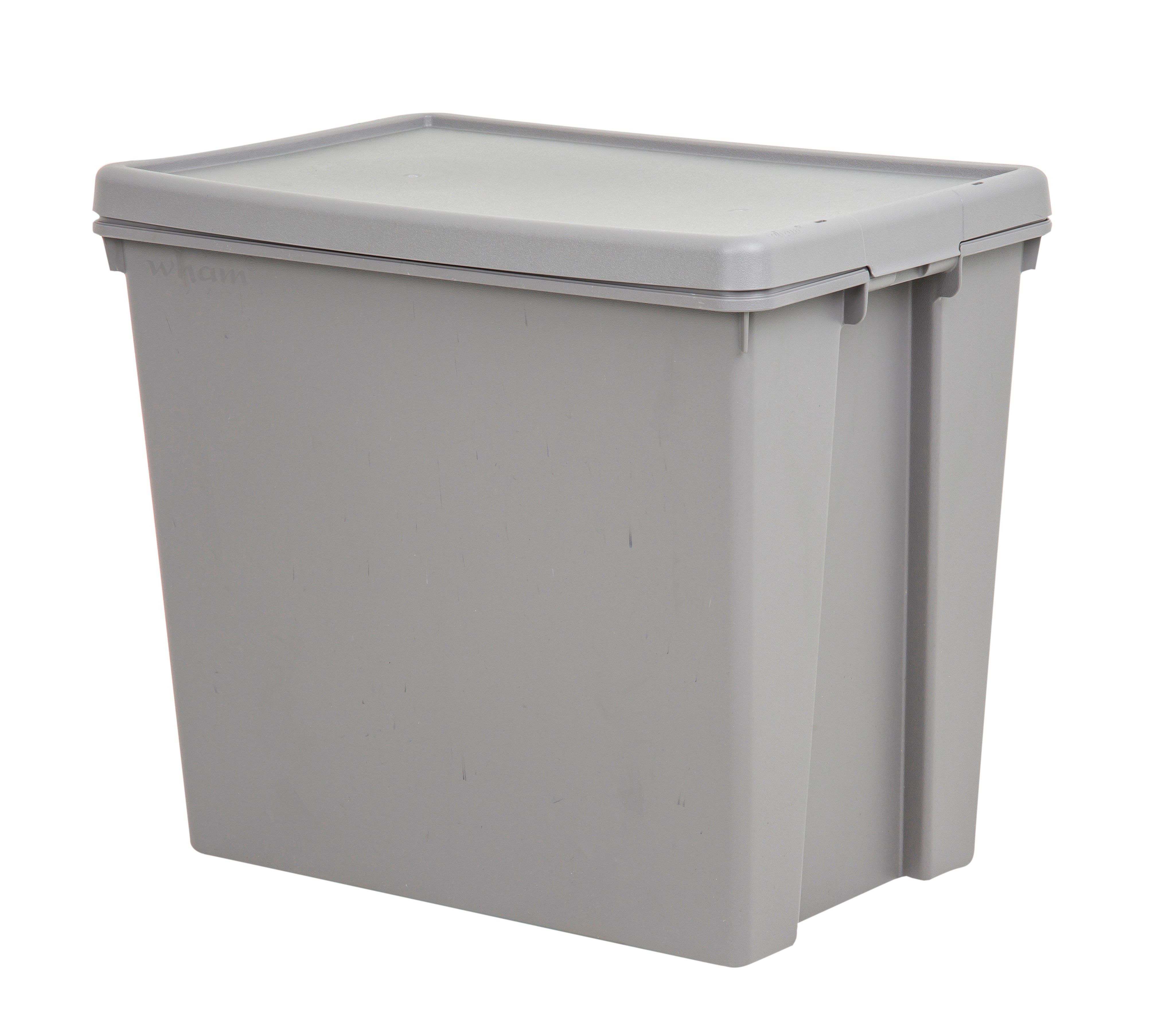 Wham Storage Heavy duty Upcycled soft grey 92L Polypropylene XL Storage