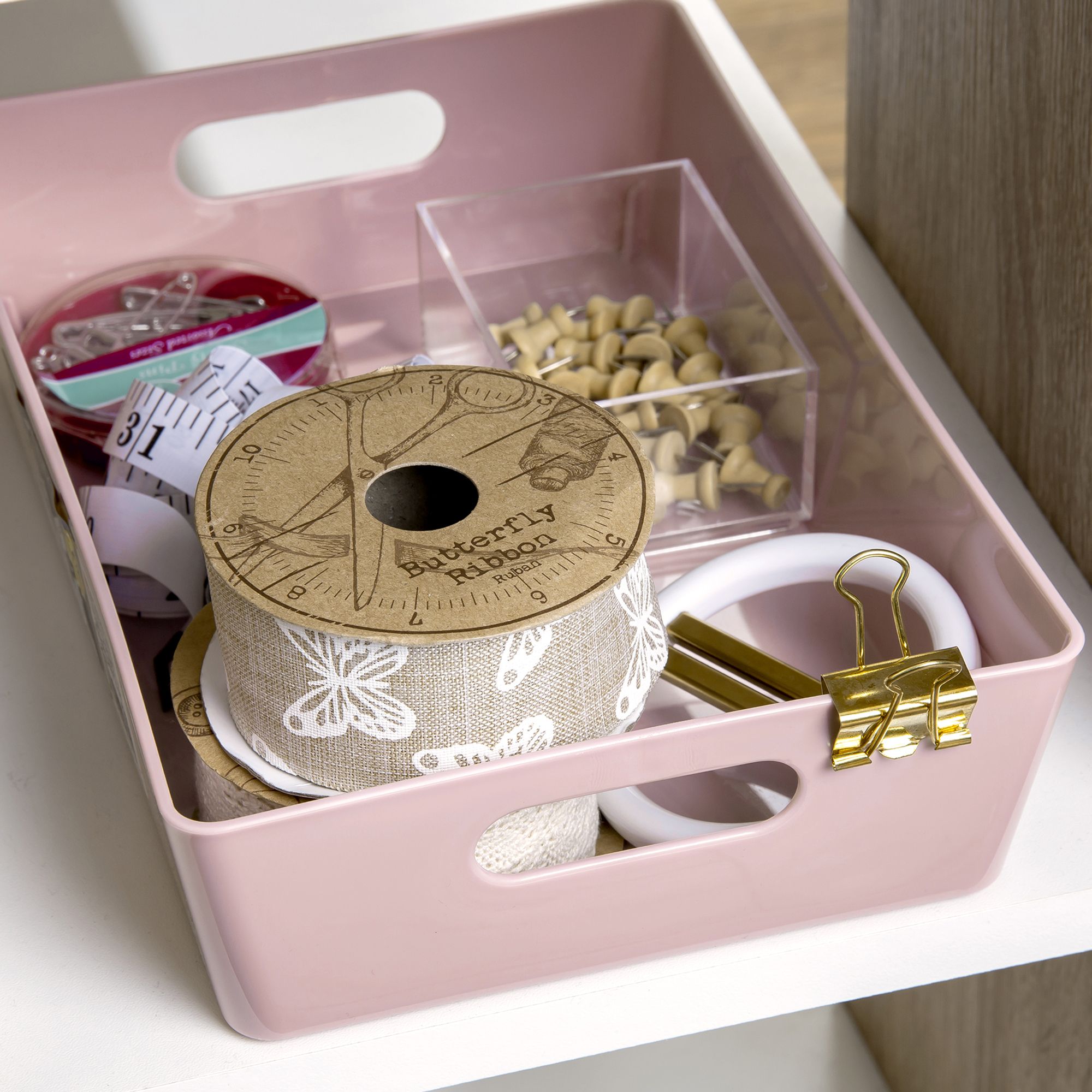 Wham Studio 4.01 Blush Plastic Nestable Storage basket (H)6cm (W)17cm
