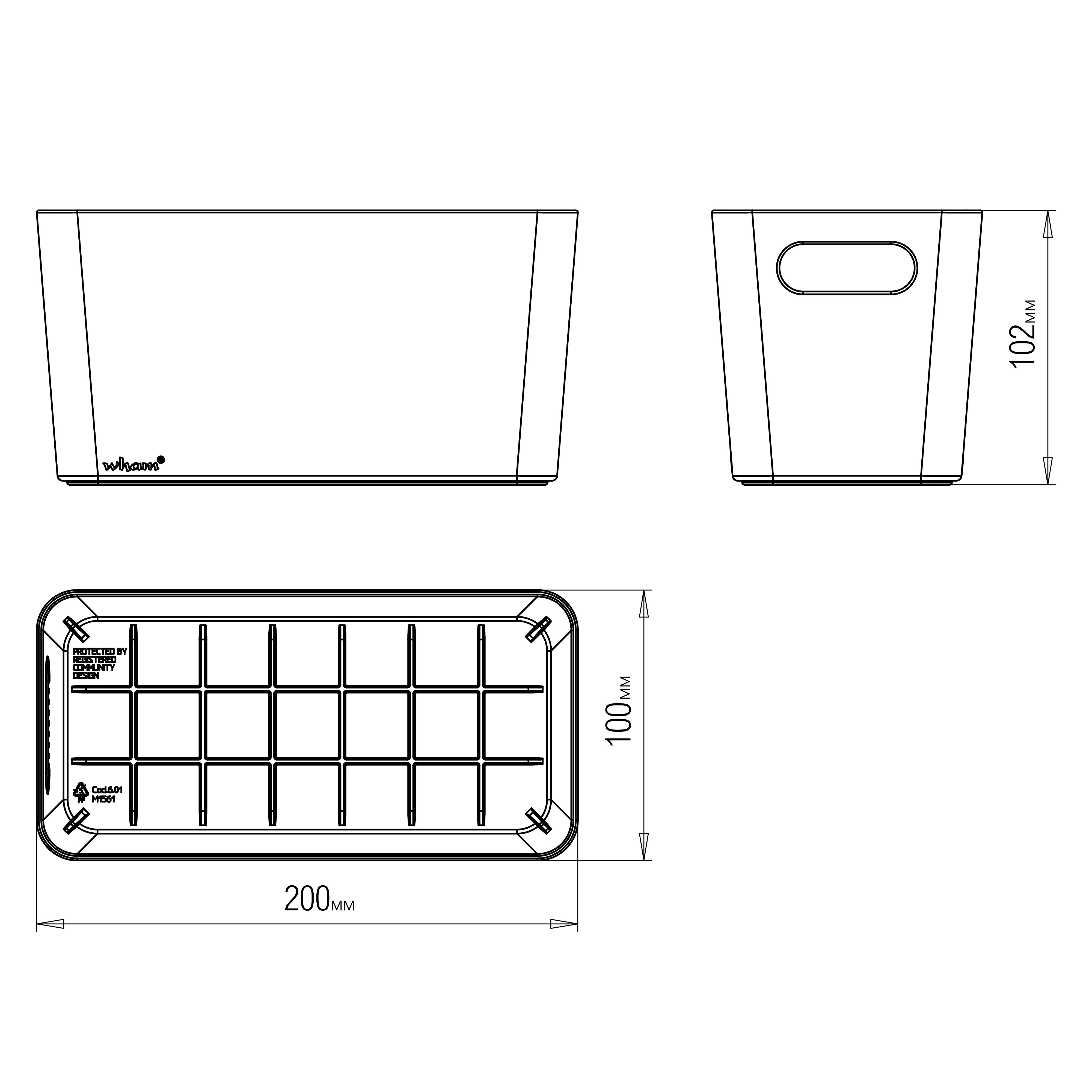 Wham Studio Etch Matt dark white Plastic Nestable Storage basket (H)10cm (W)20cm (D)20cm