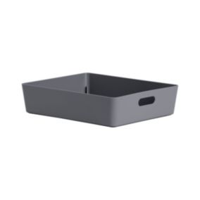 Wham Studio Gloss dark grey Plastic Nestable Storage basket (H)6cm (W)25cm (D)25cm