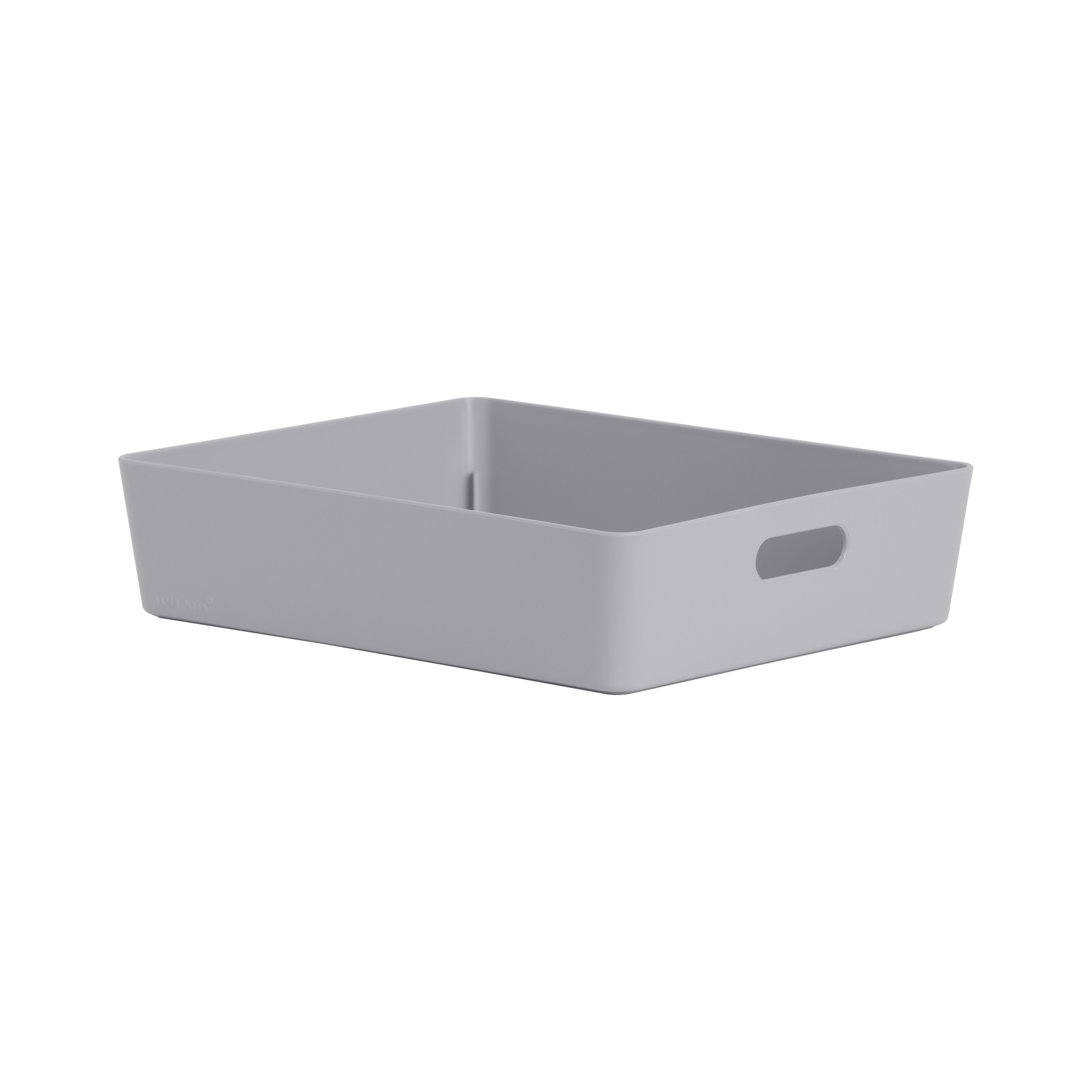 Wham Studio Gloss grey Plastic Nestable Storage basket (H)6cm (W)25cm ...