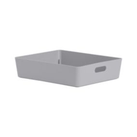 Wham Studio Gloss grey Plastic Nestable Storage basket (H)6cm (W)25cm (D)25cm