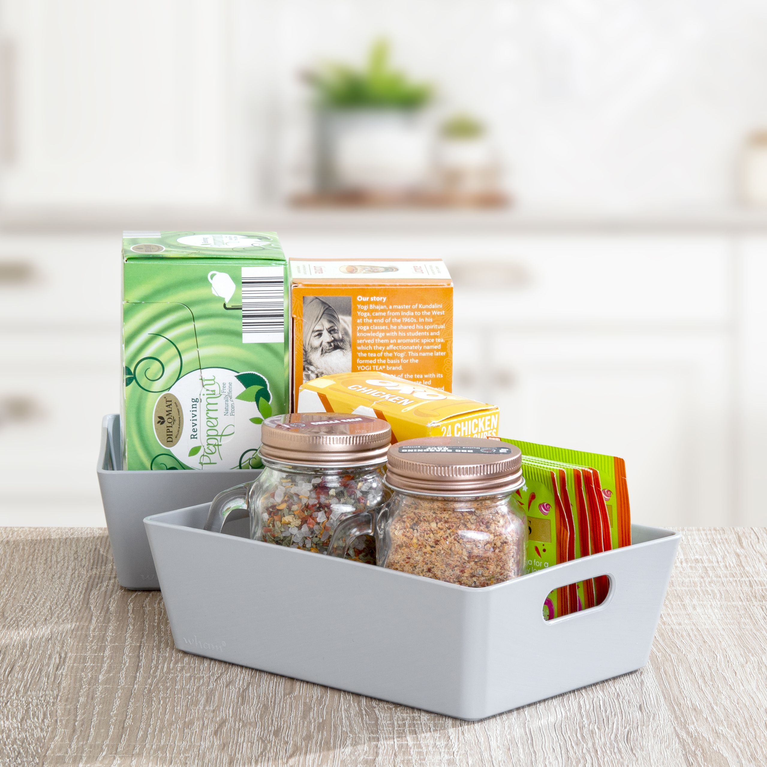 Wham Studio High polished finish Gloss cool grey Plastic Nestable Storage basket (H)5cm (W)12cm (D)12cm