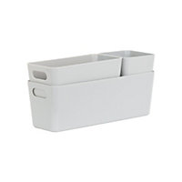 Wham Studio High Polished Finish Medium grey Plastic Nestable Storage basket (H)1.4cm (W)1cm, Set of 3