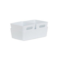 Wham Studio High Polished Finish White Plastic Nestable Storage basket (H)0.9cm (W)1.25cm, Set of 3