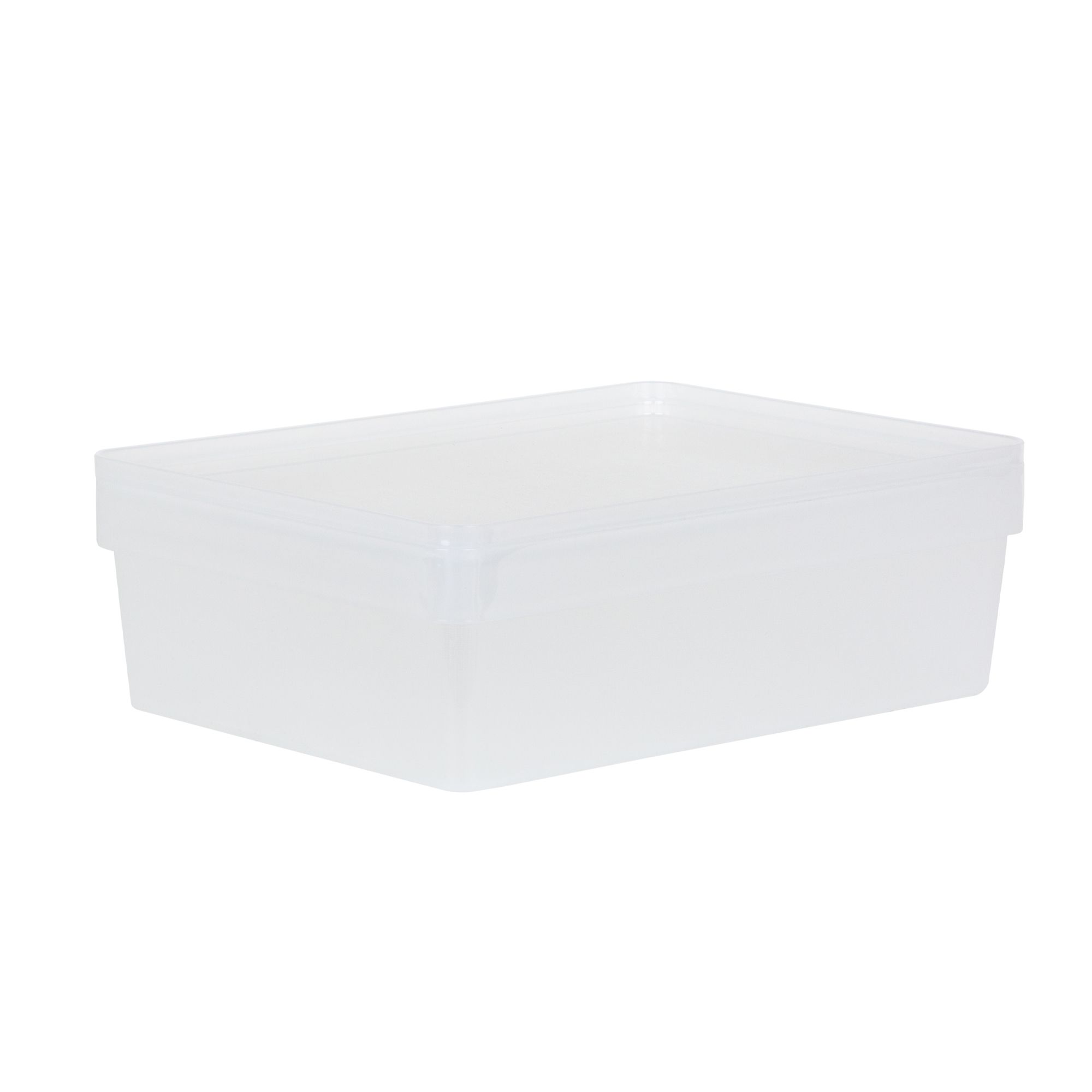 Wham Studio Stack Linen Finish Matt clear Plastic Stackable Storage basket (H)12cm (W)26cm (D)26cm